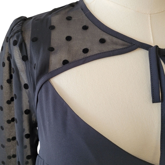 NWT Modcloth Black Swiss Dot Sheer Sleeves Dress Size Small - Picture 2 of 5